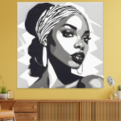 Portret van een zwarte vrouwen canvas afdruk (Insitu (Woonkamer))