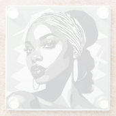 Portret van een zwarte vrouwen glazen onderzetter (Achterkant)