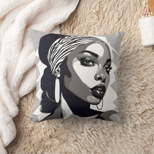 Portret van een zwarte vrouwen kussen (Deken)