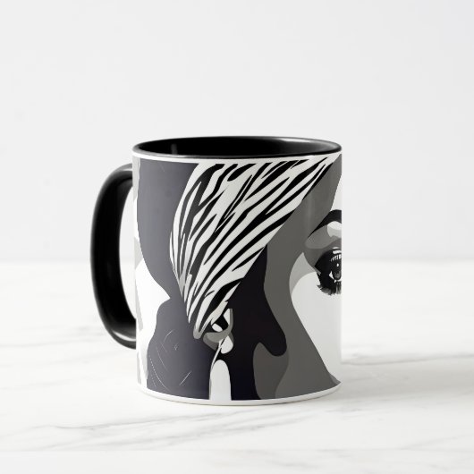 Portret van een zwarte vrouwen mok (Voorkant links)