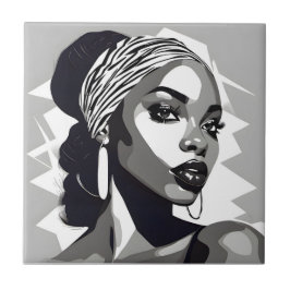 Portret van een zwarte vrouwen tegeltje