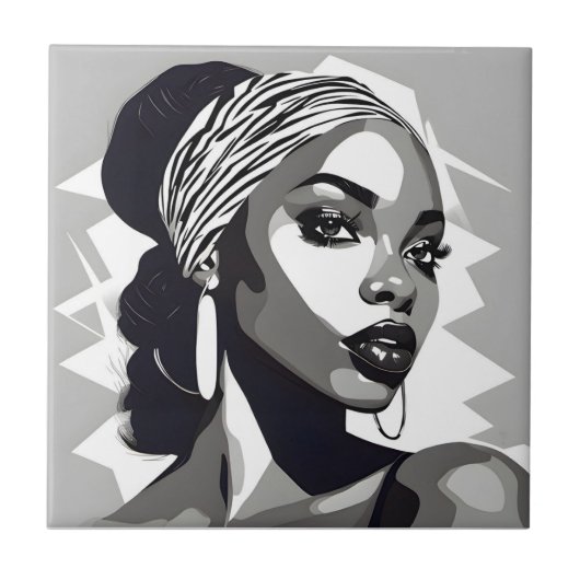 Portret van een zwarte vrouwen tegeltje (Voorkant)