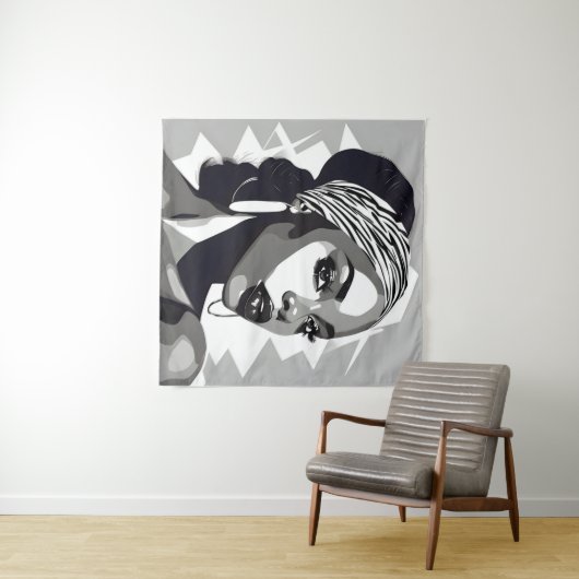 Portret van een zwarte vrouwen wandkleed (In Situ (horizontaal))