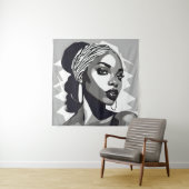 Portret van een zwarte vrouwen wandkleed (In situ)