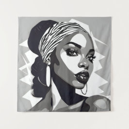 Portret van een zwarte vrouwen wandkleed