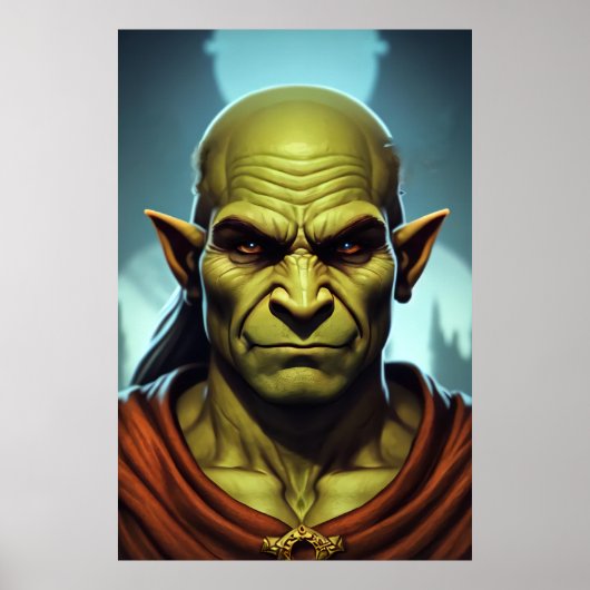 Portret van Elf of c hybride man | AI Art. Poster (Voorkant)