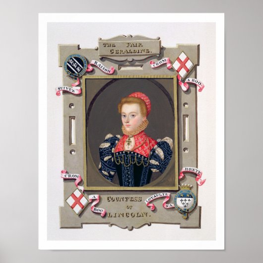 Portret van Elizabeth Fitzgerald (c.1528-89) graaf Poster (Voorkant)