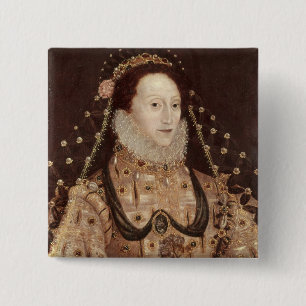 Portret van Elizabeth I c.1575-80 Vierkante Button 5,1 Cm