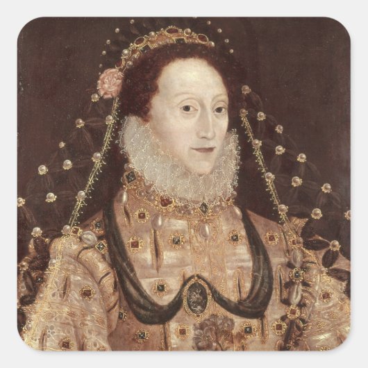 Portret van Elizabeth I c.1575-80 Vierkante Sticker (Voorkant)