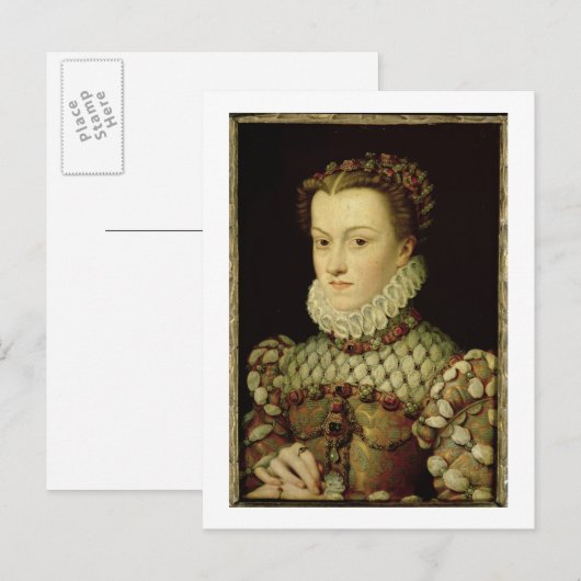 Portret van Elizabeth of Austria (1554-92) Koningi Briefkaart (Voorkant / Achterkant)