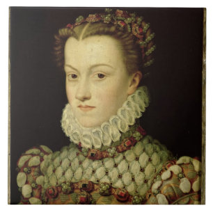 Portret van Elizabeth of Austria (1554-92) Koningi Tegeltje