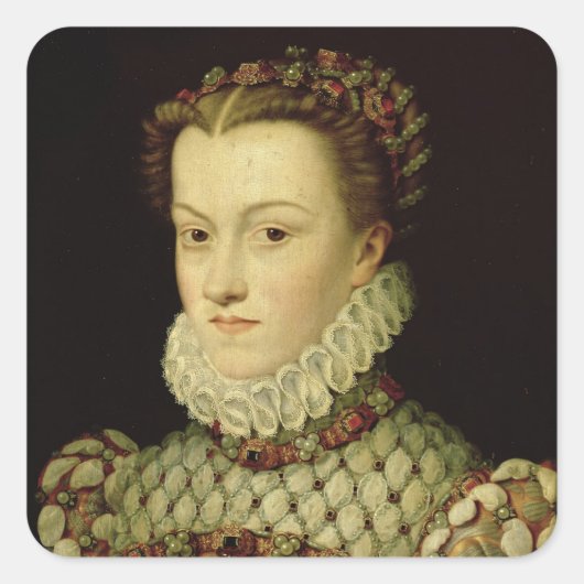 Portret van Elizabeth of Austria (1554-92) Koningi Vierkante Sticker (Voorkant)