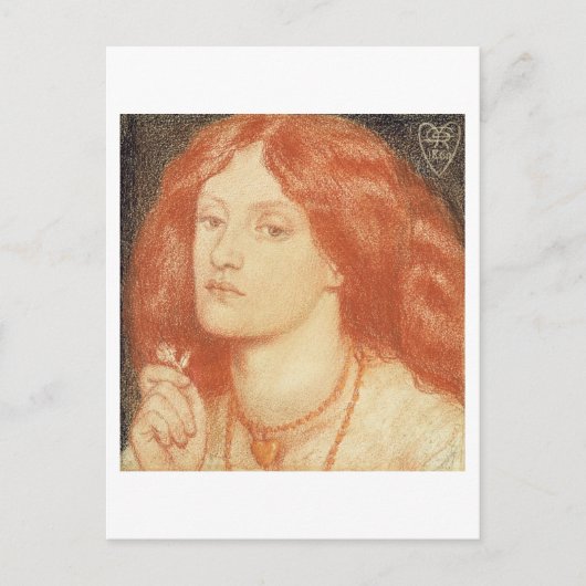 Portret van Elizabeth Siddal (1834-62), 1860 (rood Briefkaart (Voorkant)