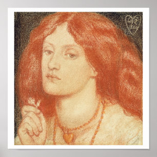 Portret van Elizabeth Siddal (1834-62), 1860 (rood Poster