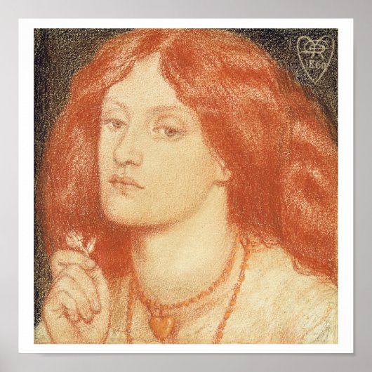 Portret van Elizabeth Siddal (1834-62), 1860 (rood Poster (Voorkant)