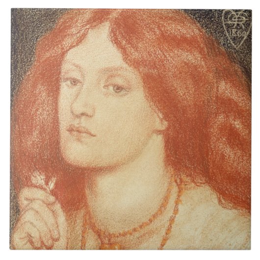 Portret van Elizabeth Siddal (1834-62), 1860 (rood Tegeltje (Voorkant)