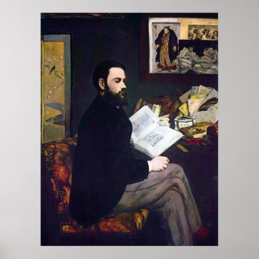 Portret van Emile Zola door Edouard Manet Poster (Voorkant)