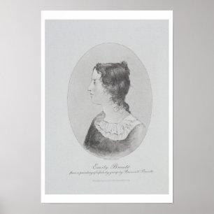 Portret van Emily Bronte (1818-48) gegraveerd door Poster