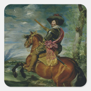 Portret van Equestrië van Don Gaspar de Guzman Vierkante Sticker