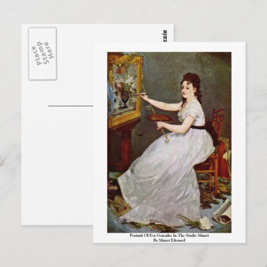 Portret van Eva Gonzales in de Studio Manet Briefkaart (Voorkant / Achterkant)