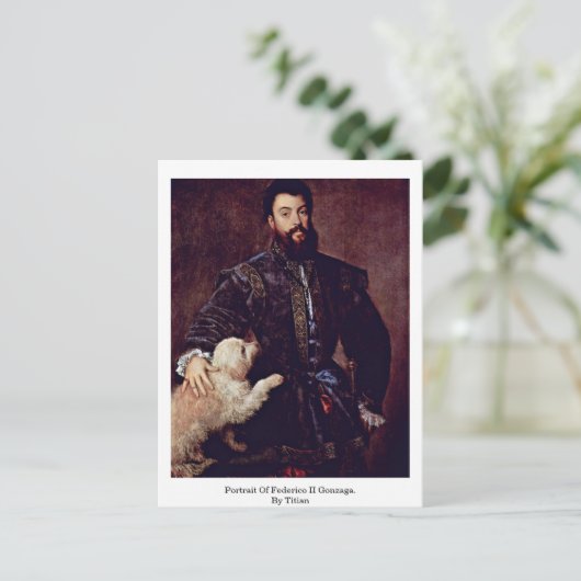 Portret van Federico Ii Gonzaga. Door Titiaan Briefkaart (Staand voorkant)