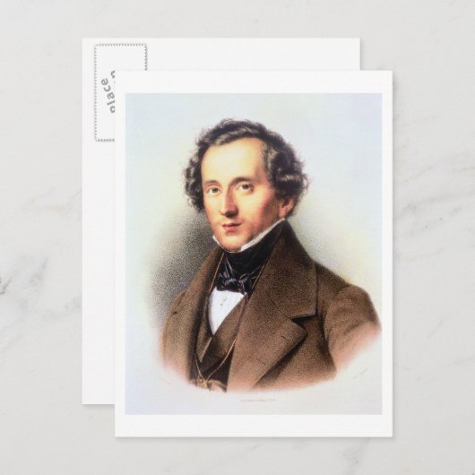 Portret van Felix Mendelssohn (1809-47) (litho) Briefkaart (Voorkant / Achterkant)