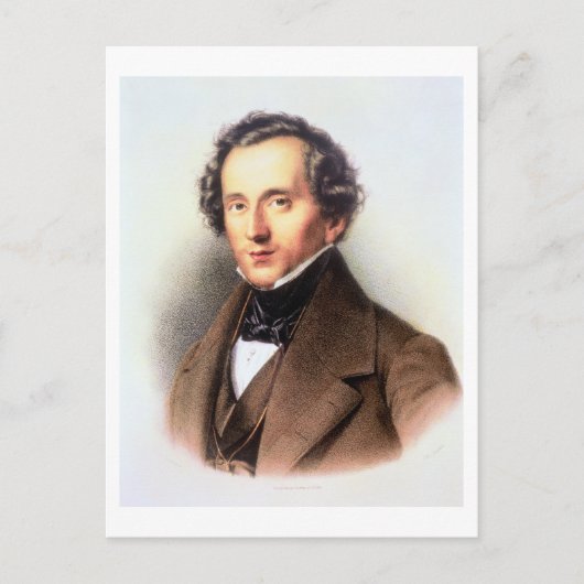Portret van Felix Mendelssohn (1809-47) (litho) Briefkaart (Voorkant)