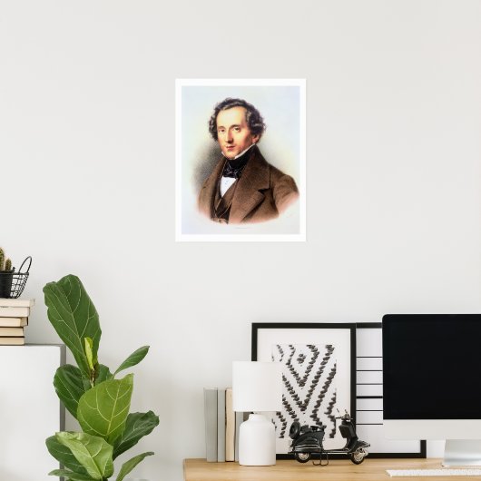 Portret van Felix Mendelssohn (1809-47) (litho) Poster (Thuiskantoor)