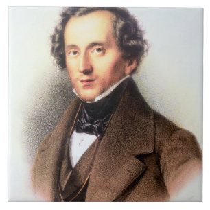 Portret van Felix Mendelssohn (1809-47) (litho) Tegeltje