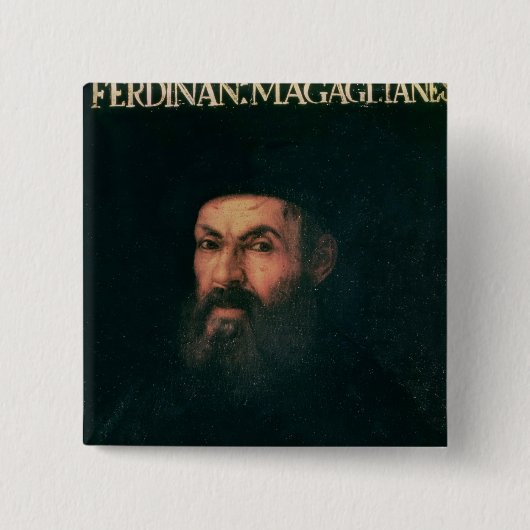 Portret van Ferdinand Magellan Vierkante Button 5,1 Cm (Voorkant)