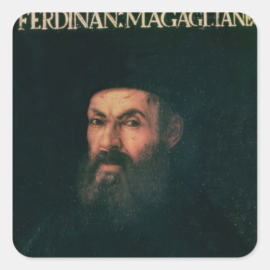 Portret van Ferdinand Magellan Vierkante Sticker (Voorkant)