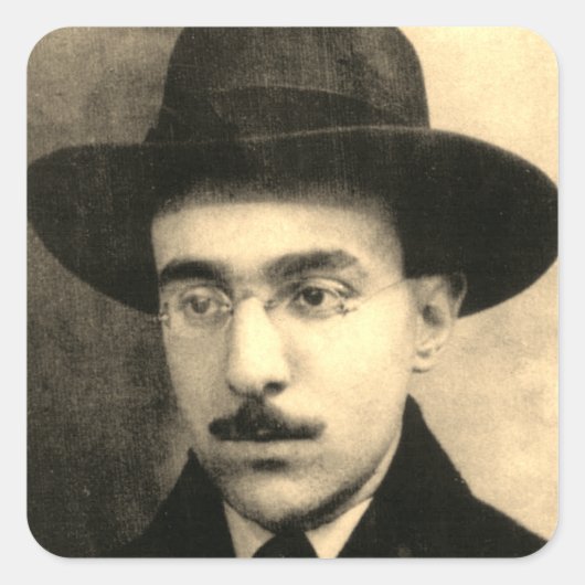 Portret van Fernando Pessoa Vierkante Sticker (Voorkant)