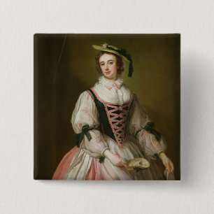 Portret van Frances Macartney, c.1745 Vierkante Button 5,1 Cm