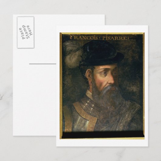 Portret van Francisco Pizarro (c.1478-1541) Spanis Briefkaart (Voorkant / Achterkant)