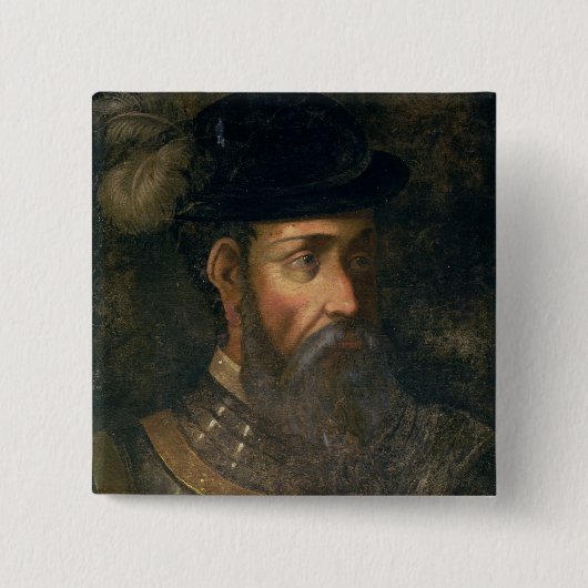 Portret van Francisco Pizarro (c.1478-1541) Spanis Vierkante Button 5,1 Cm (Voorkant)