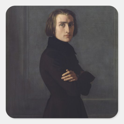 Portret van Franz Liszt 1839 Vierkante Sticker (Voorkant)