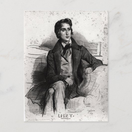 Portret van Franz Liszt August 1832 Briefkaart (Voorkant)
