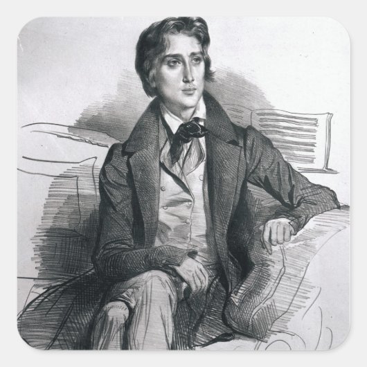 Portret van Franz Liszt August 1832 Vierkante Sticker (Voorkant)