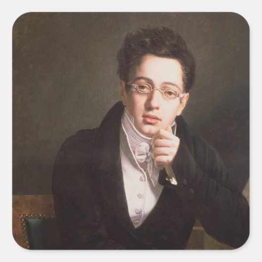 Portret van Franz Schubert, Oostenrijkse componist Vierkante Sticker (Voorkant)