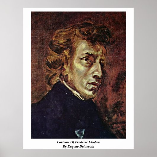 Portret van Frederic Chopin door Eugene Delacroix Poster (Voorkant)