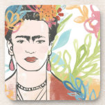 Portret van Frida Kahlo Bier Onderzetter<br><div class="desc">Portret van Frida Kahlo door June Erica Vess</div>