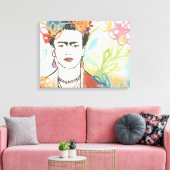 Portret van Frida Kahlo Canvas Afdruk (Insitu (Woonkamer))