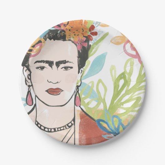 Portret van Frida Kahlo Papieren Bordje (Voorkant)