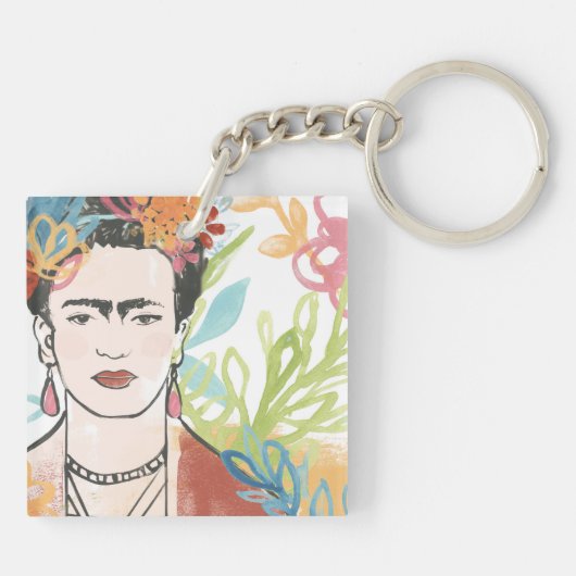 Portret van Frida Kahlo Sleutelhanger (Achterkant)