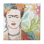 Portret van Frida Kahlo Tegeltje<br><div class="desc">Portret van Frida Kahlo door June Erica Vess</div>