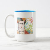 Portret van Frida Kahlo Tweekleurige Koffiemok (Links)