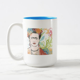 Portret van Frida Kahlo Tweekleurige Koffiemok