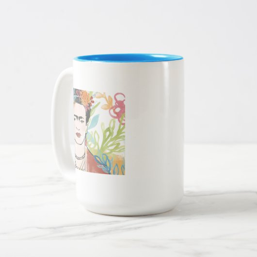 Portret van Frida Kahlo Tweekleurige Koffiemok (Voorkant links)