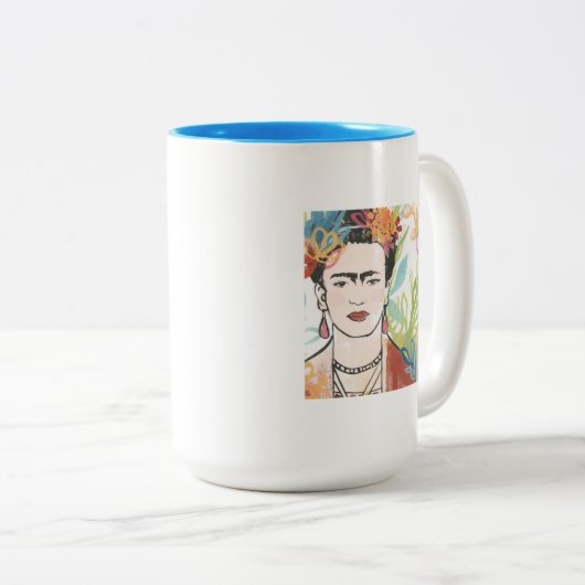 Portret van Frida Kahlo Tweekleurige Koffiemok (Voorkant rechts)