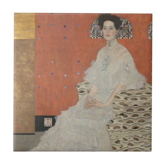 Portret van Fritza Riedler door Gustav Klimt Tegeltje (Voorkant)